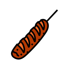 fried sausage meat color icon vector. fried sausage meat sign. isolated symbol illustration