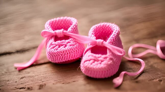 pink knitted baby shoes