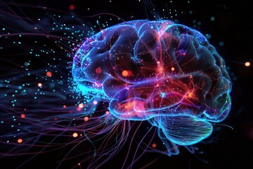 A creative depiction of a brain with neural pathways lit up, representing the complexity of human communication and connection