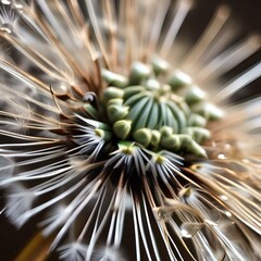 Close up of a dandelion seed head with seeds ready to disperse3
