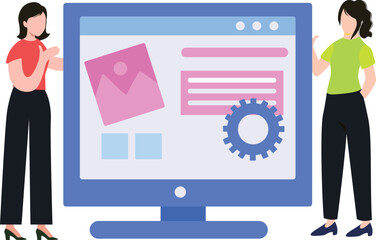 The girls are working on web page development.