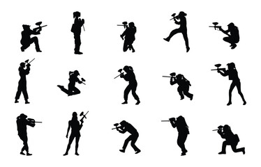 female paintball players silhouette