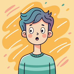 Minimalist person with a surprised expression, crafted in an adorable doodle style, Generative AI