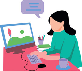 Girl making art on monitor.