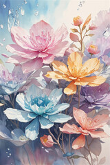 Colorful Petals in a Soft Watercolor Background
