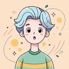 Minimalist person with a surprised expression, crafted in an adorable doodle style, Generative AI
