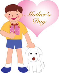 母の日のプレゼントを持つ男の子
