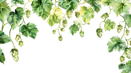 Hop vine plant malt watercolor illustration isolated on white isolated  plant background malt illustration
