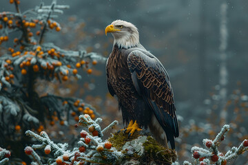 american bald eagle 3d image ,
Perched American Eagle. Bird of Prey Forest
