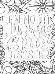 Sassy Quotes Flower Coloring Page Beautiful black and white illustration for adult coloring book