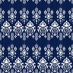 Damask Ikat floral pattern on background illustration.Ikat ethnic oriental embroidery,Aztec style,abstract background.design for texture,fabric,clothing,wrapping,decoration,sarong,scarf