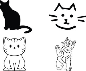 Elegant Paws  Cat Art Outline Coloring Page Vector Print