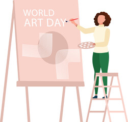 Fototapeta premium Girl making a drawing for World Art Day.