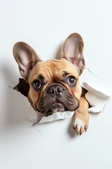 French bulldog sticking its head out generated by AI