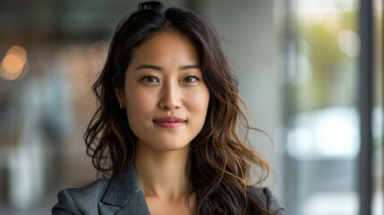 Naklejka premium businesswoman, facing the camera with a confident smile