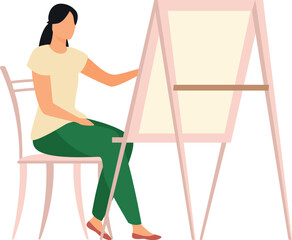 Fototapeta premium The girl is drawing.