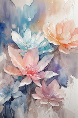 Soft watercolor flowers with gentle color transitions