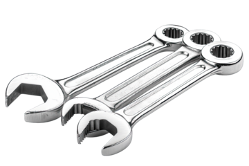 Set spanner wrench automobile isolated on white background