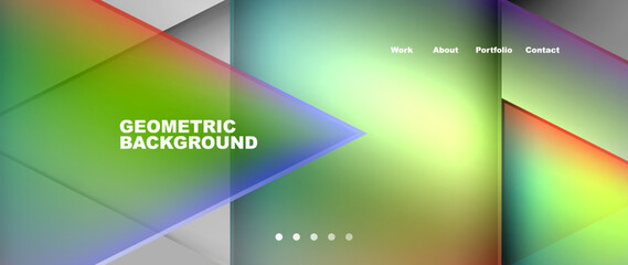 Flowing bright neon gradients geometric abstract background with triangles and lines. Fluid color pattern of color liquid gradient background for wallpaper, banner, background, card, landing page