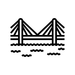 cable bridge line icon vector. cable bridge sign. isolated contour symbol black illustration