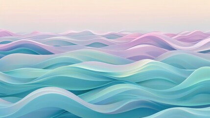 Soft, undulating waves with a gradient transitioning from pastel pinks and purples to soft blues and greens 