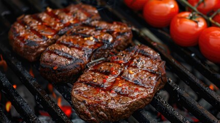 Grilled beef steaks with a fiery touch