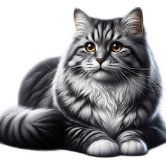 black and white cat, Realistic cute  Persian cat on transparent background