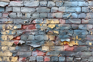 old brick wall with peeling paint,
Old brick wall texture background. Vintage bricks