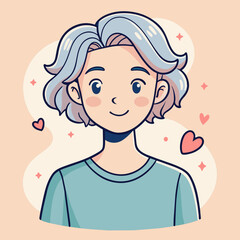 Minimalist person with a flirty expression, crafted in an adorable doodle style,  Generative AI