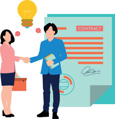 A boy and a girl are making a deal.