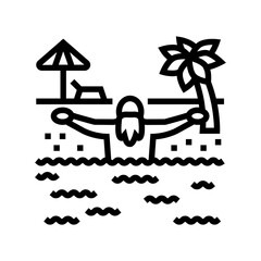 vacation elderly leisure line icon vector. vacation elderly leisure sign. isolated contour symbol black illustration