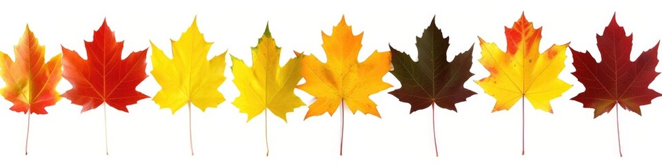 Obraz premium Collection of Maple Leaves in Autumn Colors - Red, Yellow, and Orange