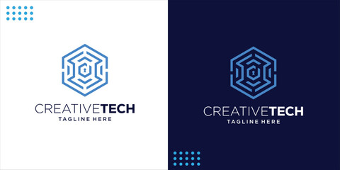 Hexagon Cyber Technology Logo, Design Inspiration, Illustration, Vector.