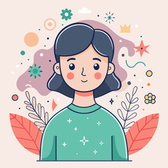 Minimalist person with a content expression, crafted in an adorable doodle style,  Generative AI
