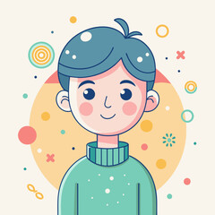 Minimalist person with a content expression, crafted in an adorable doodle style,  Generative AI