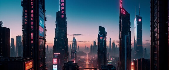 Fototapeta premium Game Abandoned Cyberpunk Cityscape Dystopian urban environment