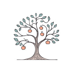 simple illustration an apple tree bearing fruit