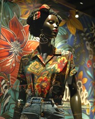 Fototapeta premium A mannequin in a vintage shirt design