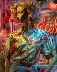 Fototapeta premium A mannequin in a vintage shirt design