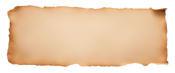 Vintage paper with burnt edges, perfect for ancient documents or treasure maps Isolate on transparent background, cutout, png