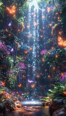 AIDriven Butterflies in 3D Garden with Circuit Board Leaves