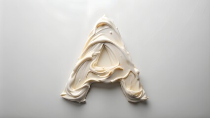abstract letter a made thick body cream white.