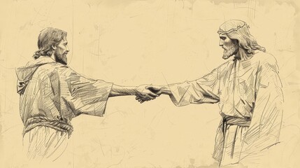 Fototapeta premium Biblical Illustration of Jesus' Forgiveness on the Cross, Ideal for article