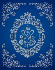 Lord Ganesh Wall Art in Blue and Silver gray - Perfect for  Spiritual Spaces