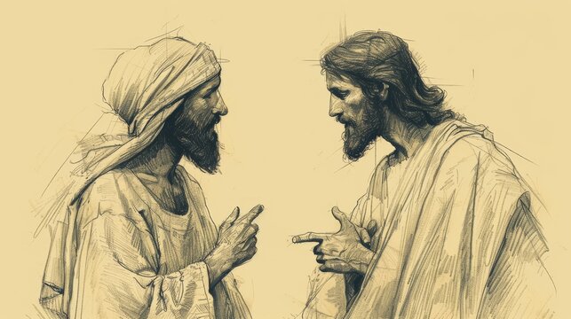 Biblical Illustration of Jesus' Conversation with Nicodemus, Ideal for article