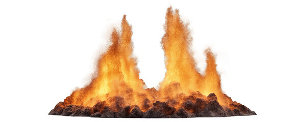 Intense fire with flames and smoke isolate on transparent background, cutout, png