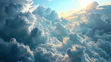 Fototapeta premium An Overcast Cloud Surrounded By Clouds Cloudscape Background