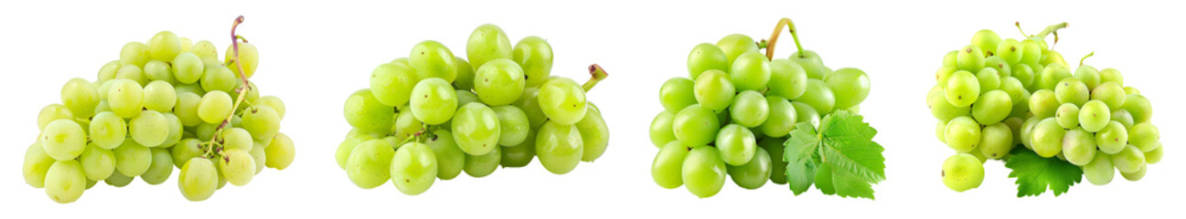 Green grapes, Fruit, isolated, bunch, PNG set, collection