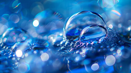 Blue Bubbles Design Background for Social Media with copy space text, for abstract, water, and nature