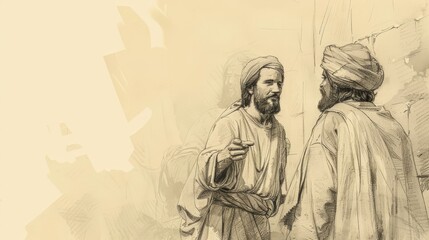 Fototapeta premium Jesus' Lesson on the Good Shepherd, Biblical Illustration of Care, Perfect for Religious article